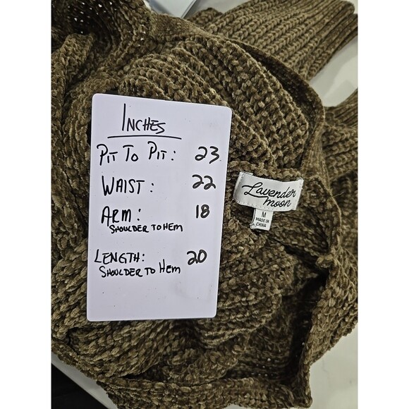 Chenille Moss Green Sweater Womens M Twist Back Forest Fairy Goblincore Chunky - Picture 5 of 7